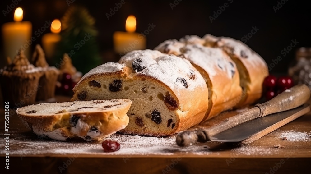  A loaf of bread, known as Stollen.
