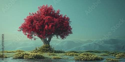 A stunning digital representation showcases a recycle bin morphing into a tree against a serene blue backdrop  advocating real-world recycling efforts.