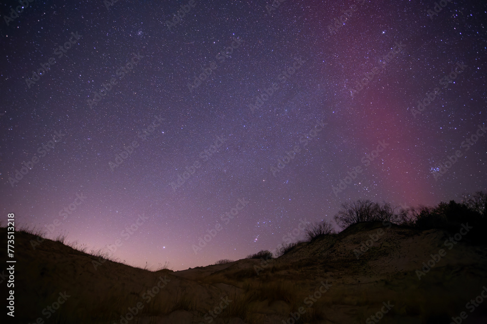 Milky Way over the dunes. Night sky with stars Milky Way over the dunes. Night sky with stars
