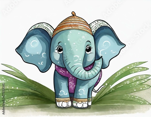 mini cartoon Elephant image fot children with white background photo