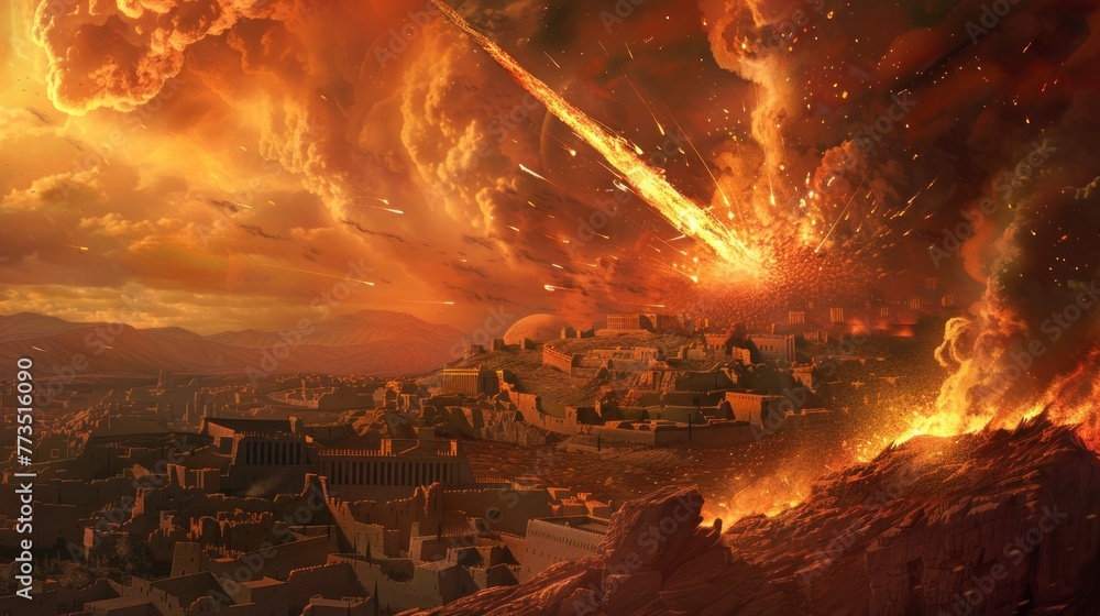 destruction of sodom and gomorrah by falling fire meteorites