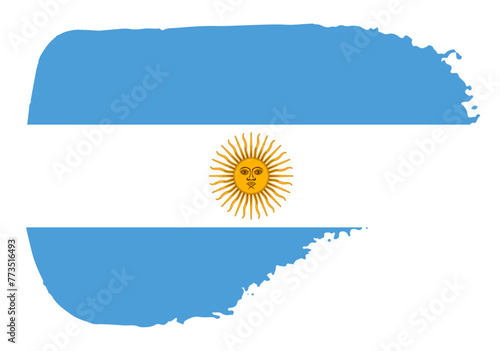 Argentina flag with palette knife paint brush strokes grunge texture design. Grunge brush stroke effect