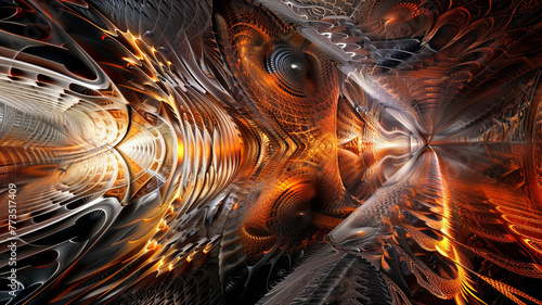 A mesmerizing abstract wall capturing a digital dreamscape with intricate patterns, in impeccable