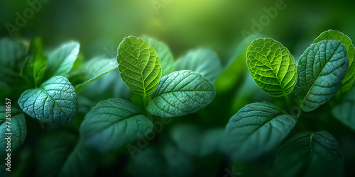Texture background with delicate green   leaves photo