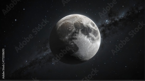 Detailed moon against a starry night sky
