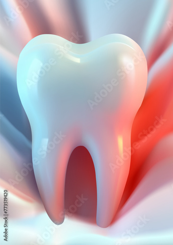 Healthy molar tooth realistic vector illustration isolated on abstract background