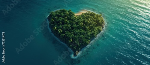 View from the top of the love-shaped island in the middle of the beautiful blue sea