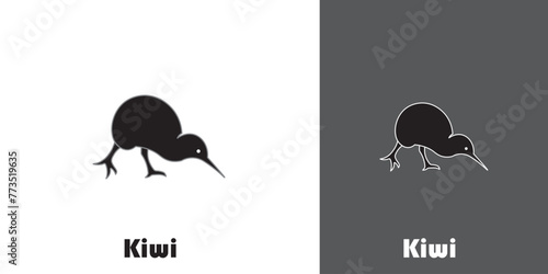 Kiwi bird logo with minimalist design, animal logo design.