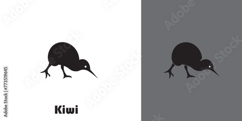 Kiwi bird logo with minimalist design, animal logo design.