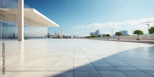 empty floor and modern building with blue sky in Shanghai,China. © Graphicsstudio 5