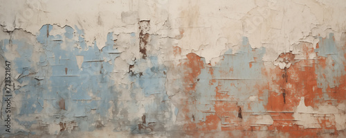 Vintage wall with rough cracked paint, old blank background, generated by ai