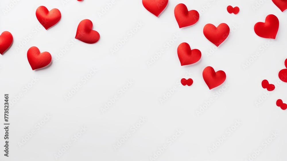 Red hearts on white background 