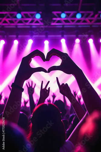 A Sea of Love: Silhouetted Fans Unite in K-Pop Concert Euphoria. generative AI