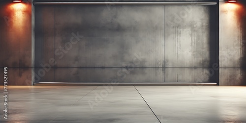 3D rendering of an empty warehouse with a metal wall and floor © Graphicsstudio 5