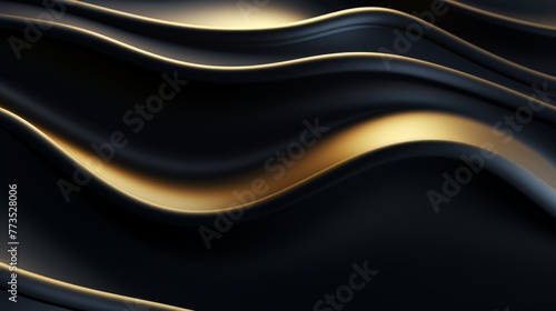 a dark abstract metallic surface with gold accents, creating a soft wave pattern 