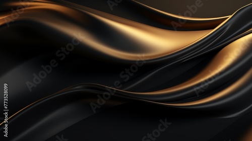 a dark abstract metallic surface with gold accents, creating a soft wave pattern 