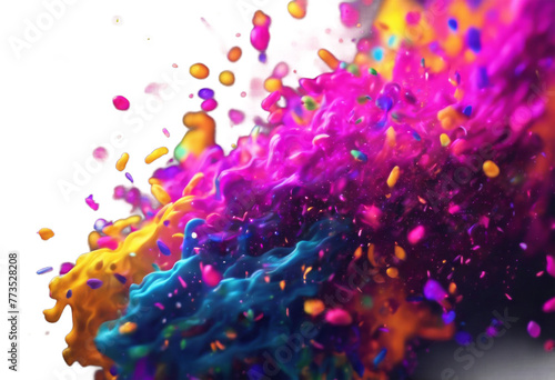 background. Glowing liquid particles dark flow dynamic Fluo confetti colorful fluid Trendy design shattered atom pulverize particle shimmer glittering pattern graphic closeup cosmic s photo