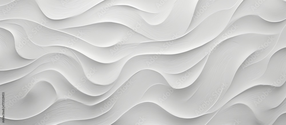An intricate wave pattern is displayed on a close-up of a white wall, creating a visually appealing design An intricate wave pattern is displayed on a close-up of a white wall, creating a visually appealing design