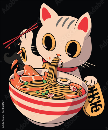 Ramen Cat Kawaii Anime Japanese Neko