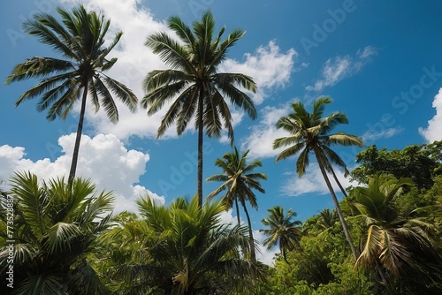 palm trees that are growing in the jungle