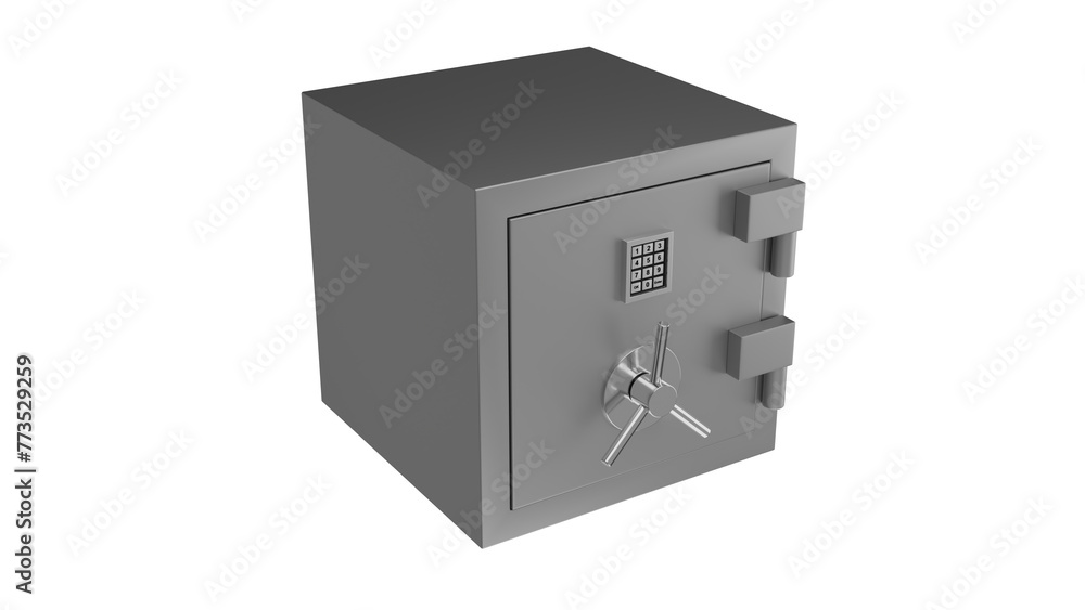 Metal code safe with keyboard lock isolated on transparent and white background. Safe concept. 3D render Metal code safe with keyboard lock isolated on transparent and white background. Safe concept. 3D render