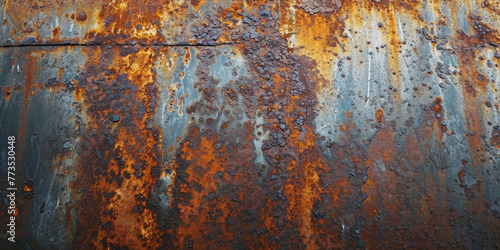 Empty rusty stone or metal surface texture. 3d material rusty metal background. Old rusty metal plate texture background. Panoramic grunge rusted metal texture, rust and oxidized metal background