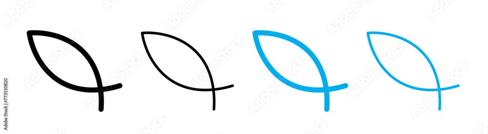  Christian fish. Christian fish symbols. Christian religion symbols. Christian icon set. Christian fish vector icons