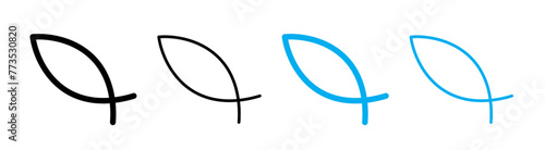  Christian fish. Christian fish symbols. Christian religion symbols. Christian icon set. Christian fish vector icons