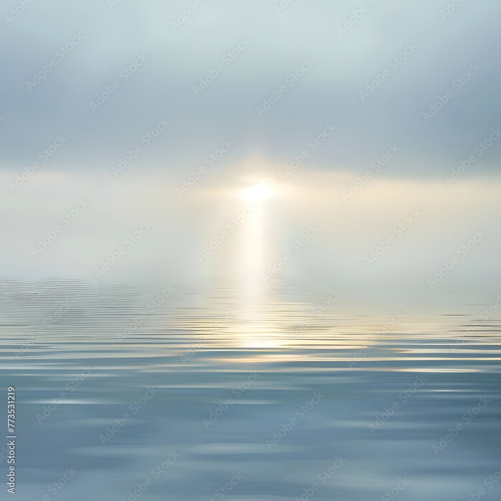 Radiant light beam shining down on calm body of water, creating a soothing and peaceful atmosphere.