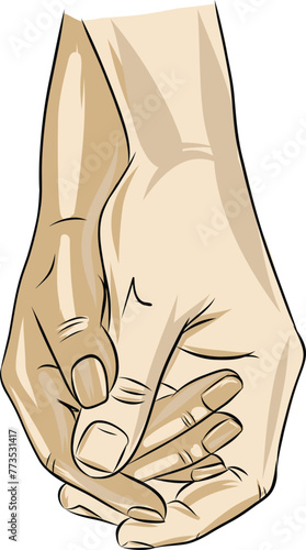 Interracial human hands holding each other. Concept romance supports love, peace and unity against racism - Multi ethnic