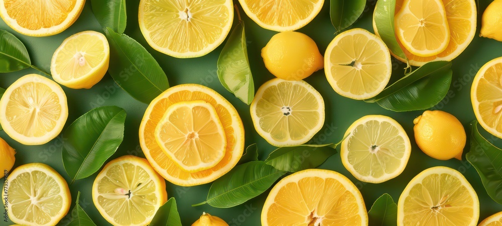 Creative food summer citrus fruits banner panorama wallpaper, seamless pattern texture - Top view of many fresh lemons. Flat lay, top view, copy space Creative food summer citrus fruits banner panorama wallpaper, seamless pattern texture - Top view of many fresh lemons. Flat lay, top view, copy space
