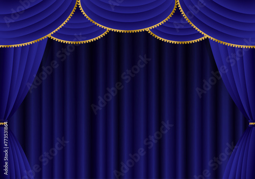 青い幕　青いカーテン　青い幕の舞台　ヨコ