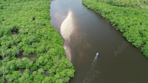 Aerial view of mangrove on the banks of the Catu River, Boipeba Island - Cairu, Bahia, Brazil photo