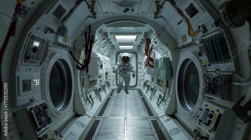 Panoramic view of the interior of a spaceship