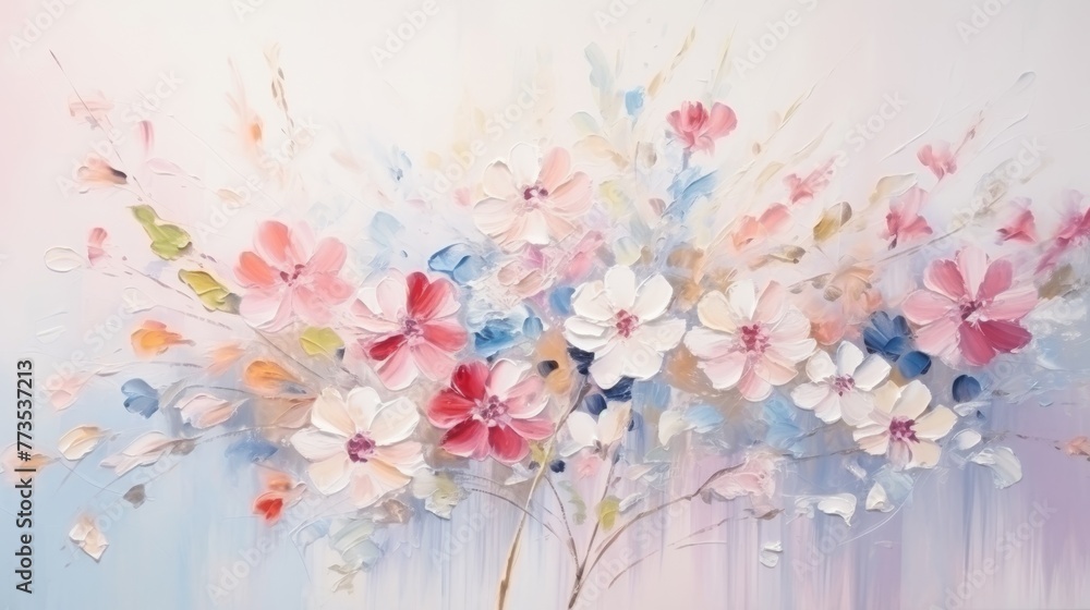 Flowers Oil painting abstract art.