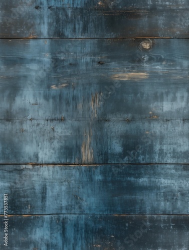 A closeup of weathered blue wood planks with peeling paint. Seamless texture