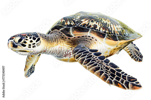 a serene sea turtle isolated on a white background, highlighting its graceful movements and ancient wisdom PNG