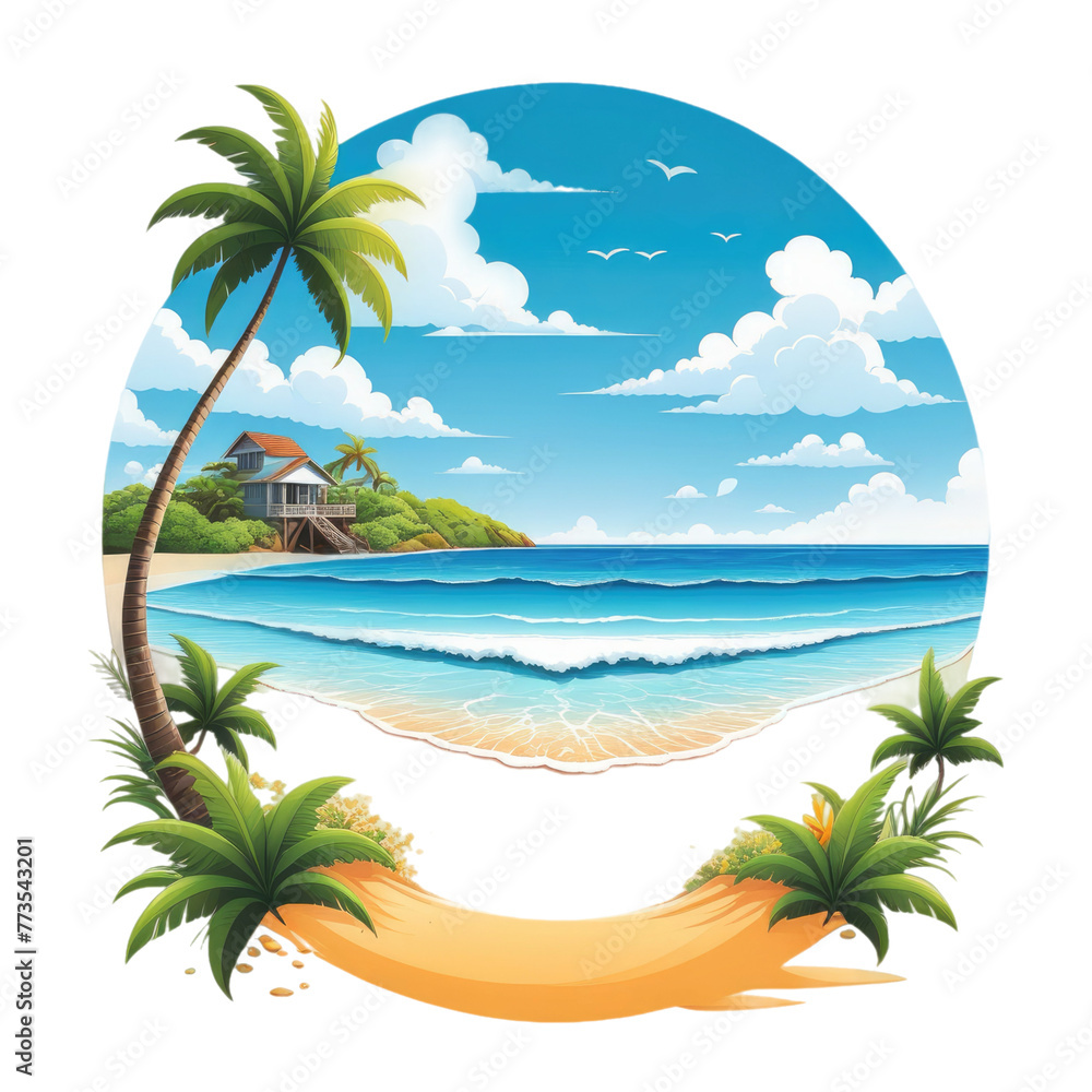 palm tree shirt design on the beach