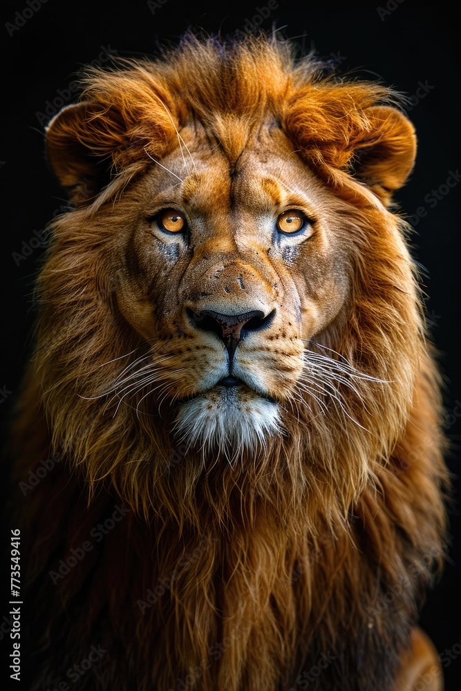 A striking portrait of a lion with a penetrating gaze