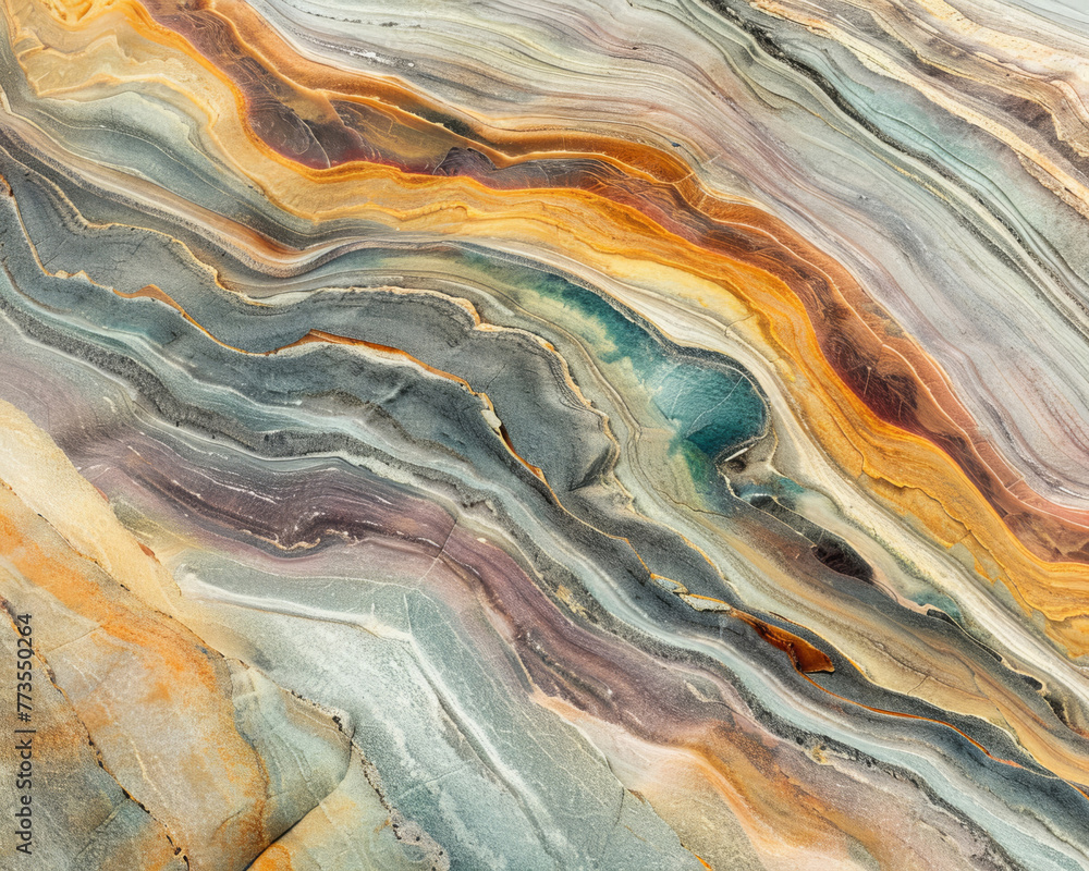 A close-up view of the colorful striations in a rock formation, A close-up view of the colorful striations in a rock formation,