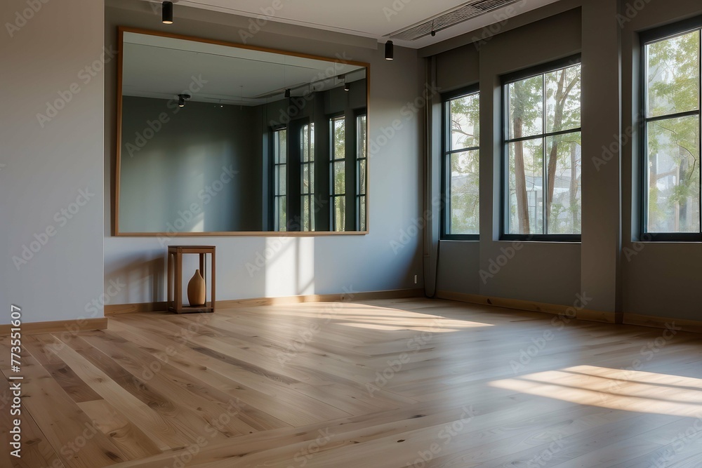 bright and airy empty room featuring a long wooden floor bright and airy empty room featuring a long wooden floor