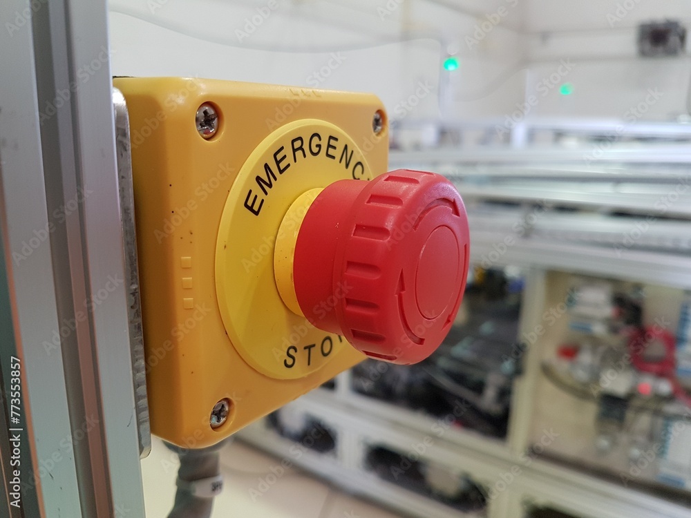 Emergency switch has been install to machine for emergency case Emergency switch has been install to machine for emergency case