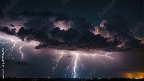 Majestic thunderstorm with intense lightning photo