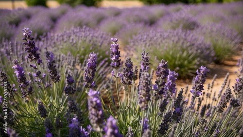 Blooming lavender field under sunlight