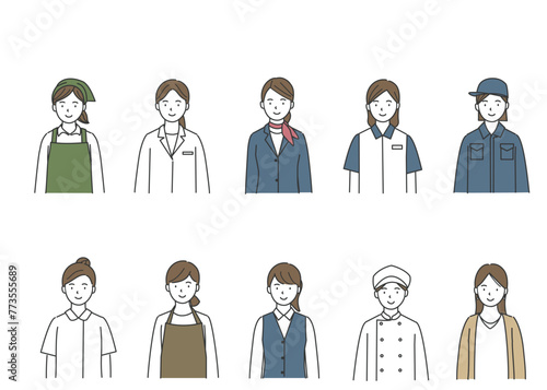 色々な職業の女性のセット