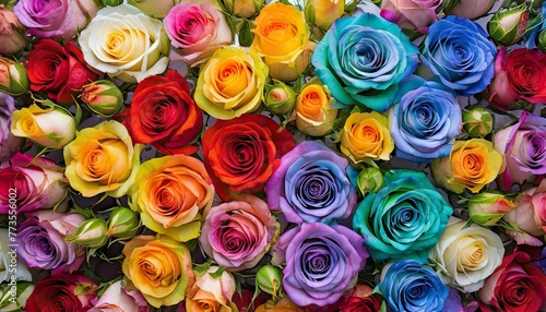 七色のバラの花束　レインボーローズ photo