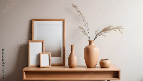 Minimalistic setting with a vase in front of a wall with shadows.  
