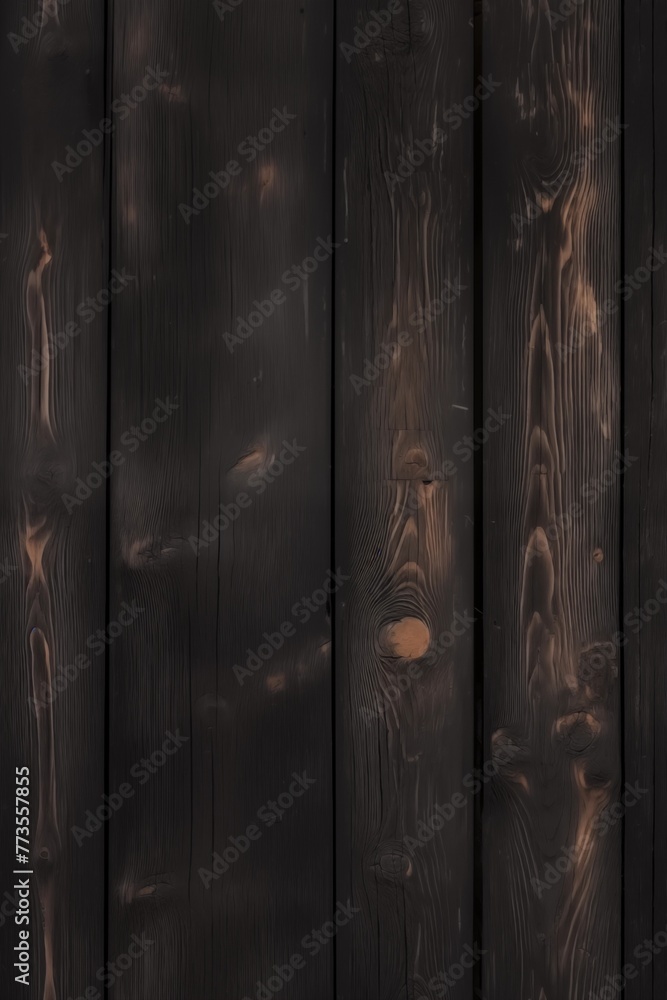 Black wooden burnt background, weathered wood texture. Seamless texture