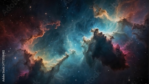 Vibrant cosmic clouds in a starry sky
