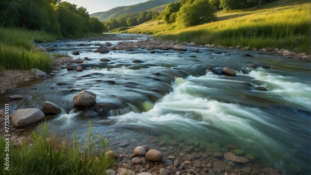 Rushing river with smooth water motion Rushing river with smooth water motion